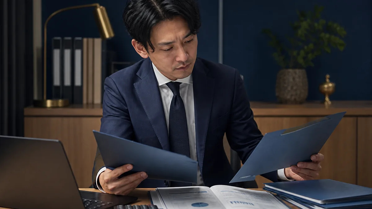 会計・財務職向け転職サービスの選び方と使い分けについて、資料を広げて検討するビジネスパーソン